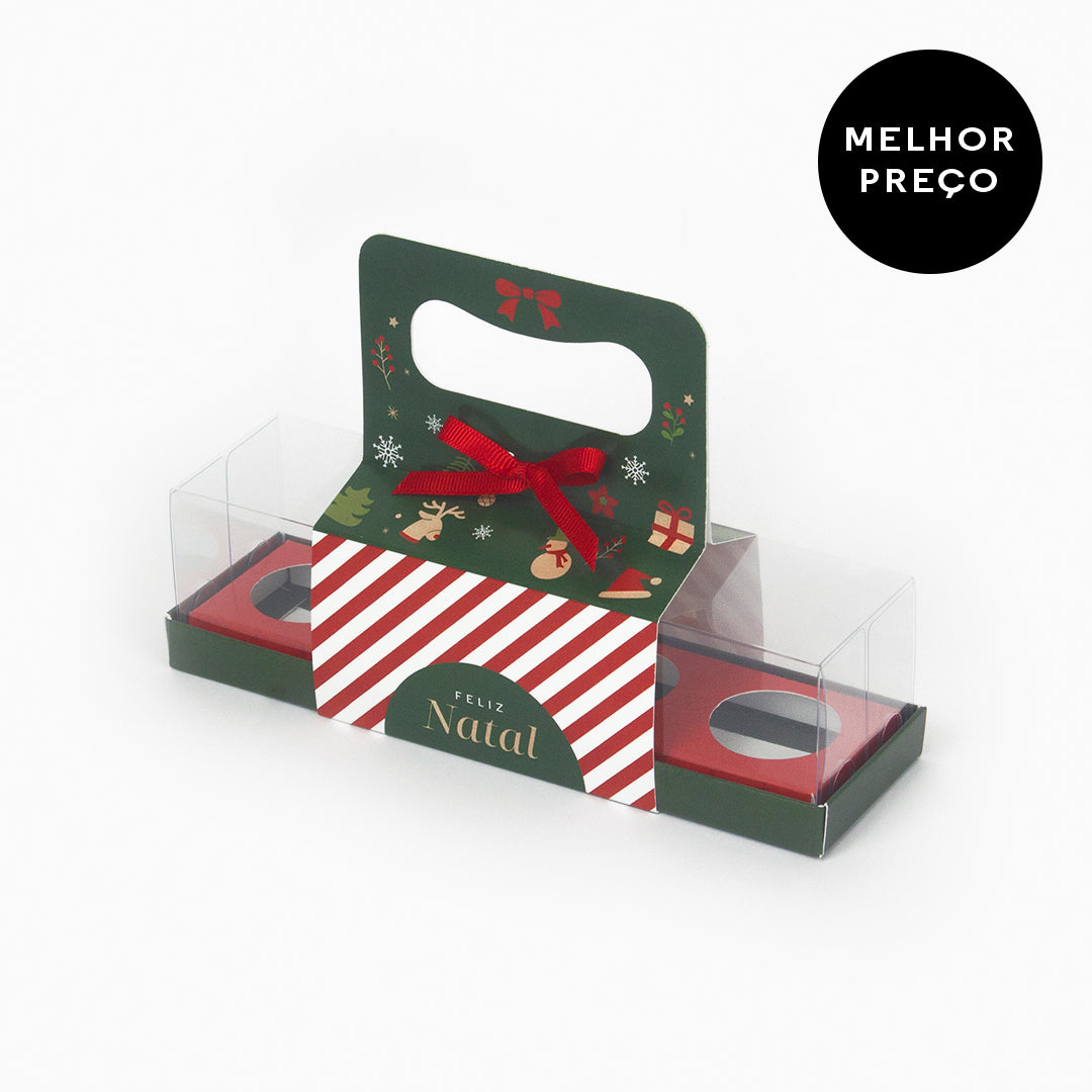 Caixa para 4 doces - Tampa de acetato - Natal Bondade - Pack 10uni