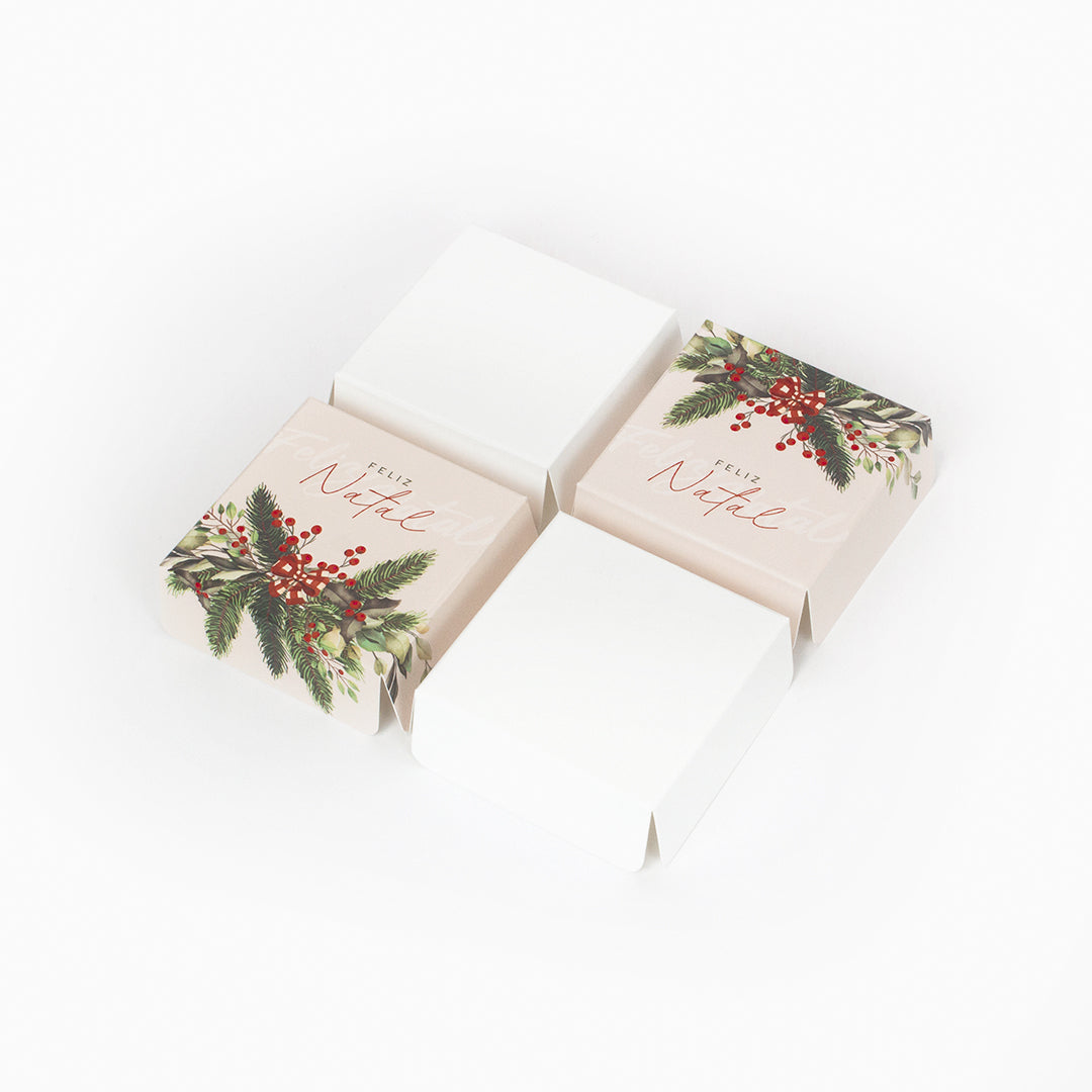 Caixa para brownies / bolachas - Tampa de acetato - Natal Amizade