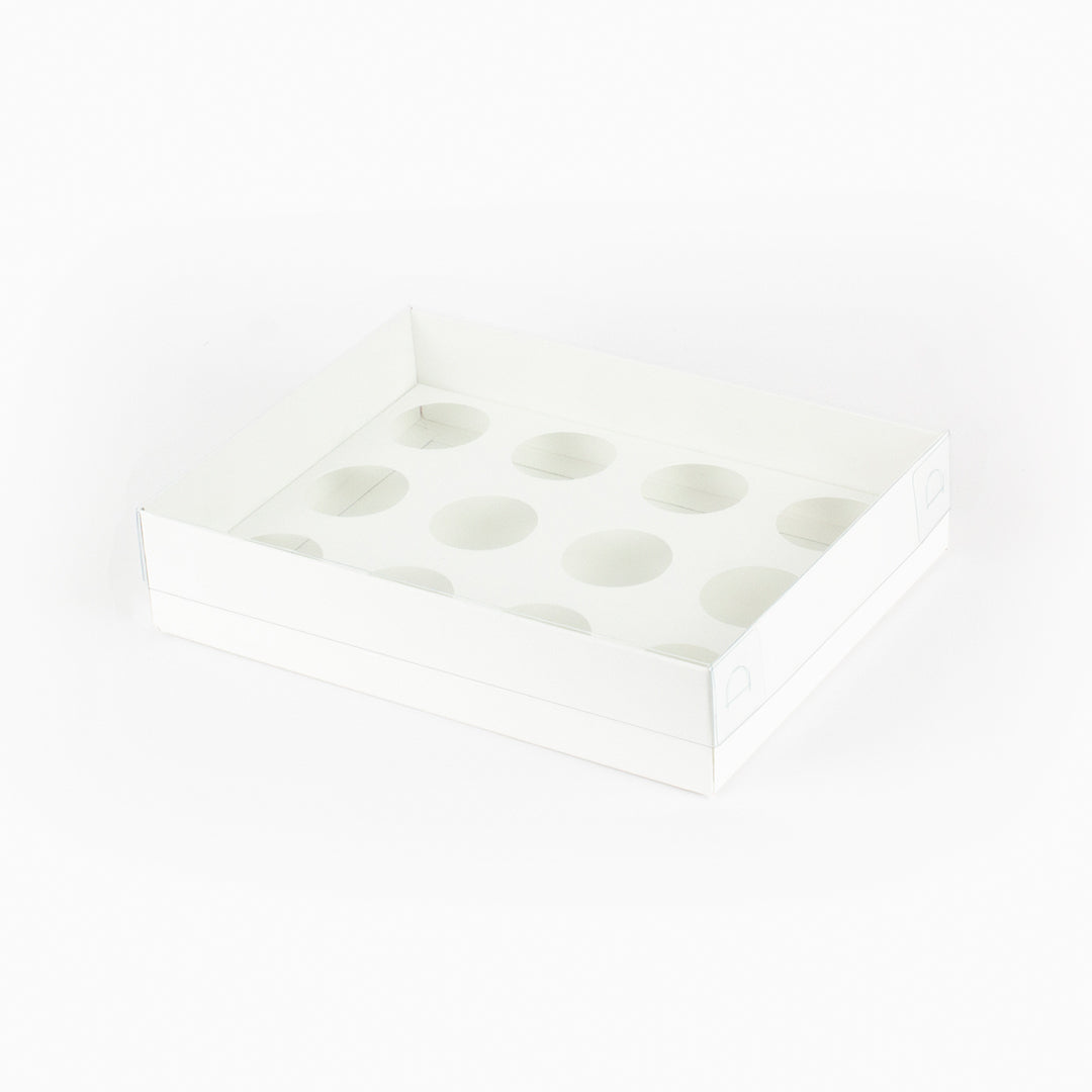 Caixa Doces - Várias opções de encaixe - Tampa de acetato - Branca - Pack 10uni