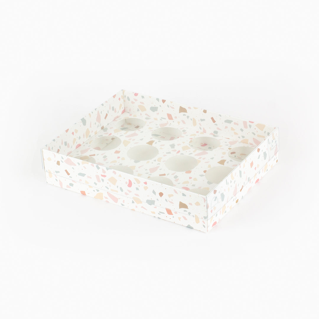 Caixa Doces - Várias opções de encaixe - Tampa de acetato - Terrazzo - Pack 10uni