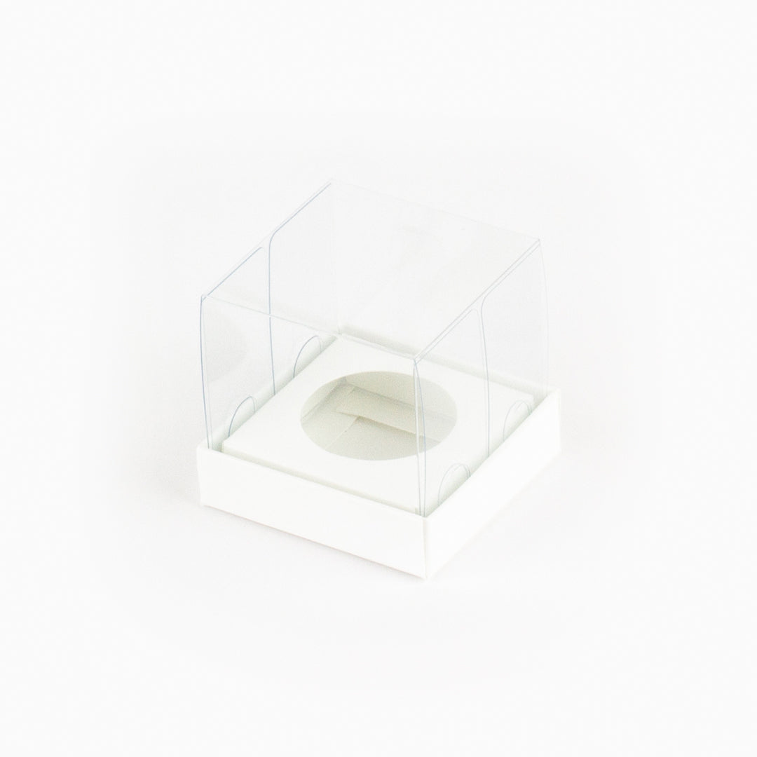 Caixa para 1 doce - Tampa de acetato - Branca - Pack 10uni