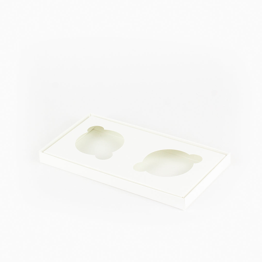 Caixa para 2 cupcakes / 2 frascos 250ml - Tampa de acetato - Branca - Pack 10uni