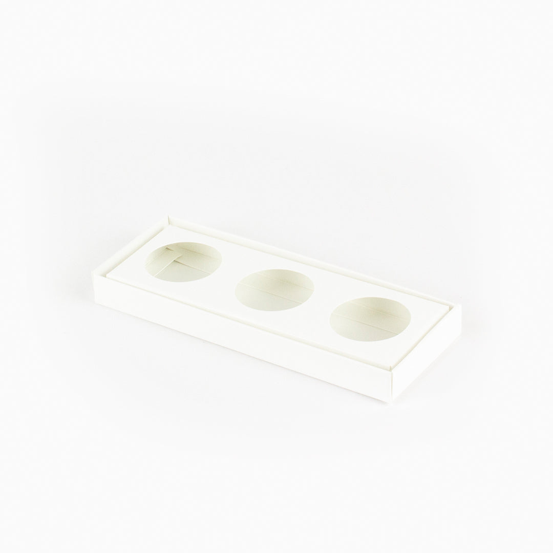 Caixa para 3 doces - Tampa de acetato - Branca - Pack 10uni