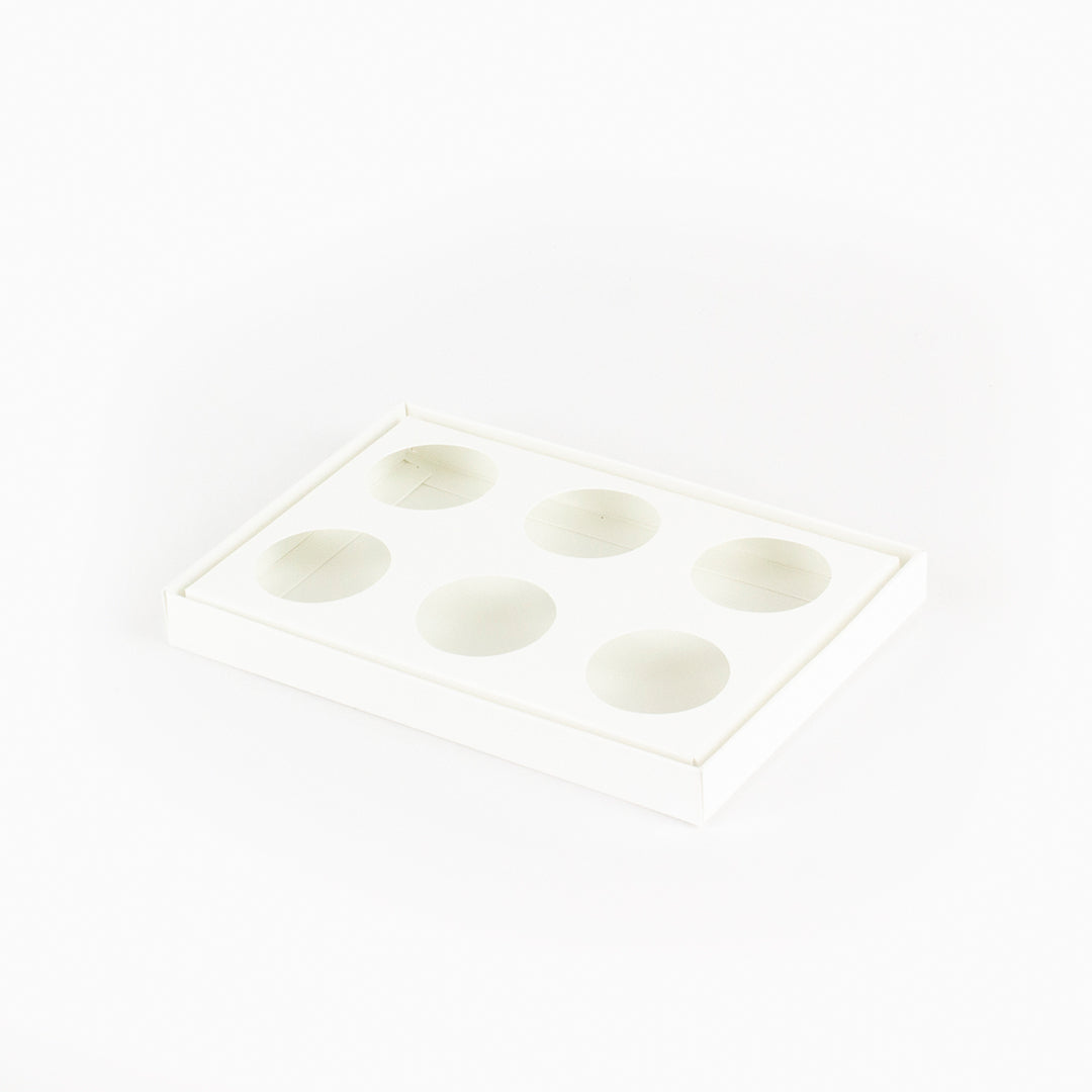 Caixa para 6 doces - Tampa de acetato - Branca - Pack 10uni