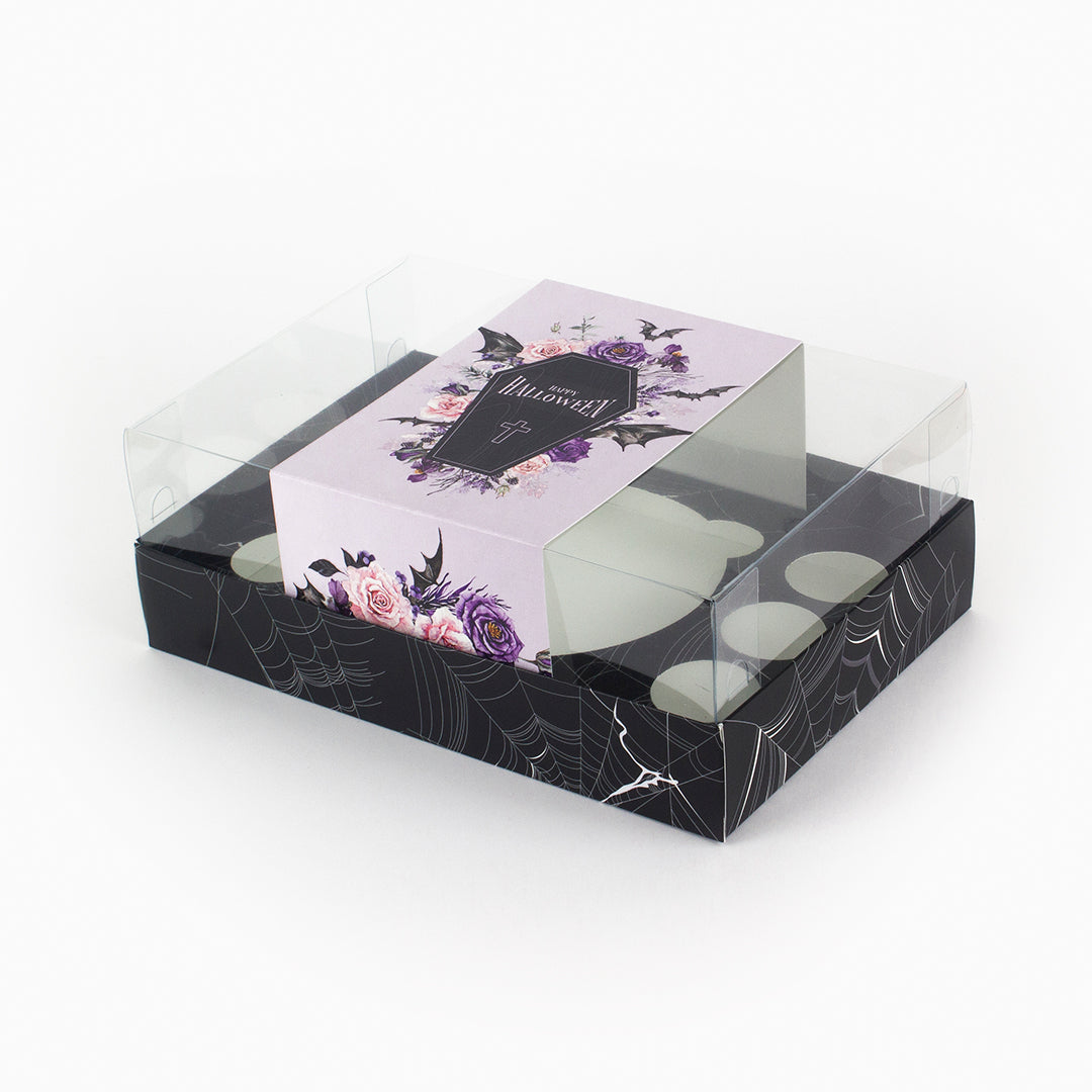 Caixa Tabuleiro - Várias opções de encaixe - Tampa de acetato - Halloween Floral - Pack 5uni