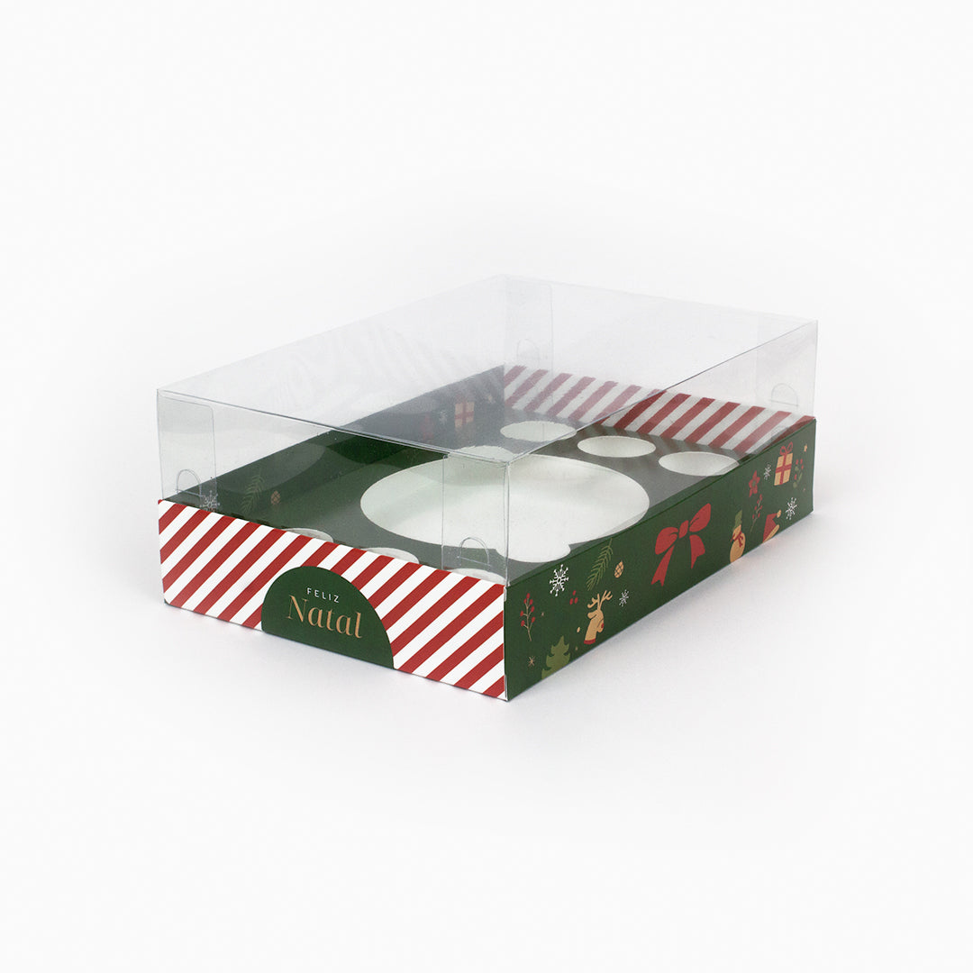 Caixa Tabuleiro - Vários Encaixes - Tampa de acetato - Natal Bondade - Pack 10uni
