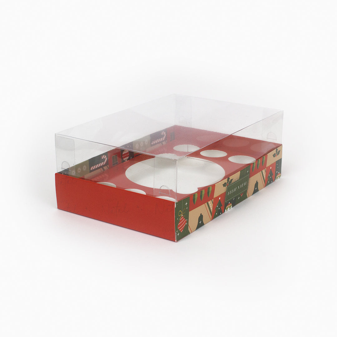 Caixa Tabuleiro - Vários Encaixes - Tampa de acetato - Natal Felicidade - Pack 10uni