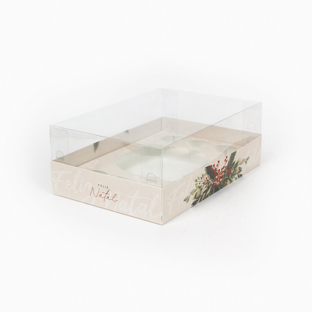 Caixa Tabuleiro - Vários Encaixes - Tampa de acetato - Natal Amizade - Pack 10uni