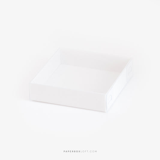 Caixa 10x10x2.5cm - Tampa de acetato - Branca - Pack 10uni