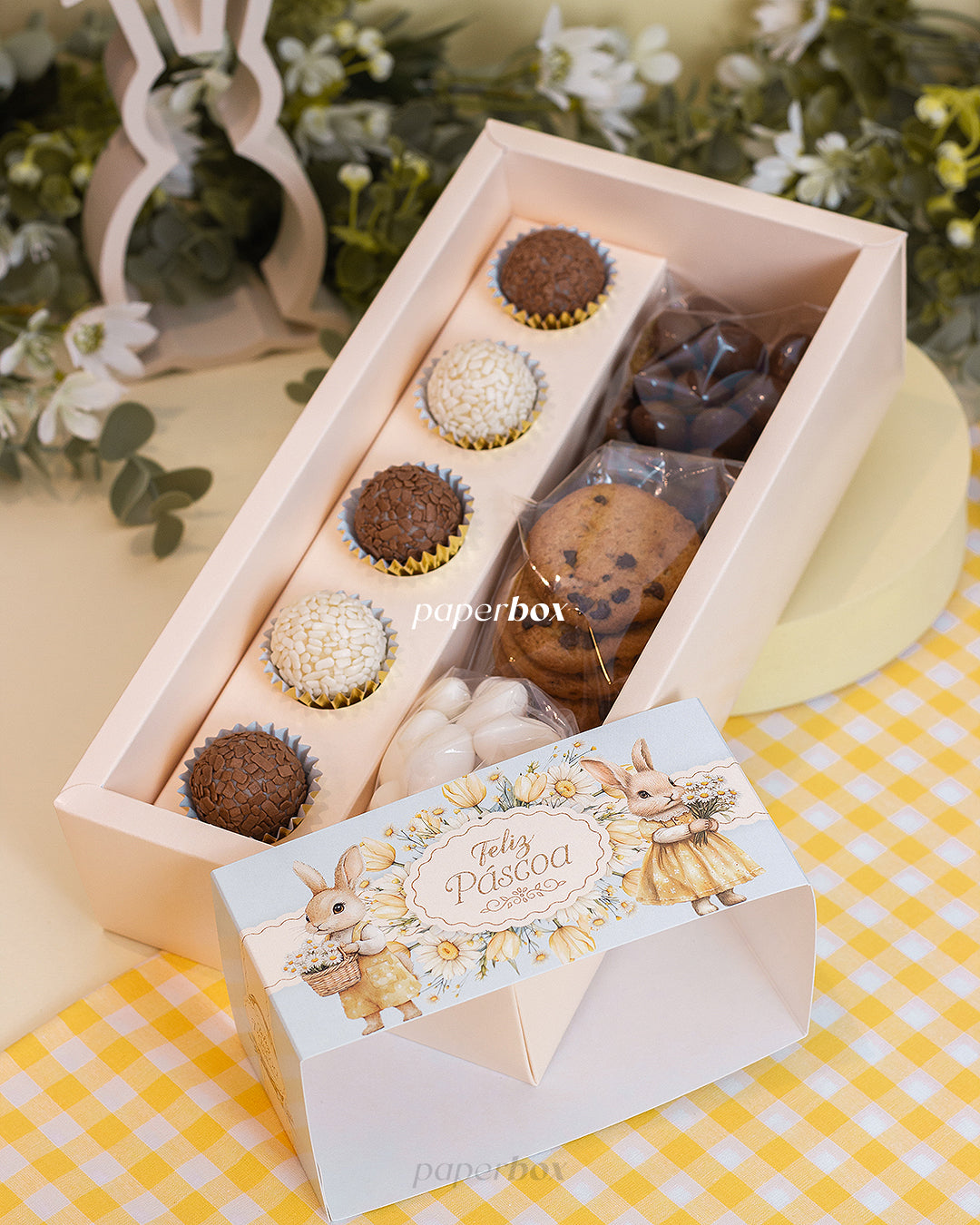 Caixa Garrafa + 5 Brigadeiros - Páscoa Floral - Pack 5uni