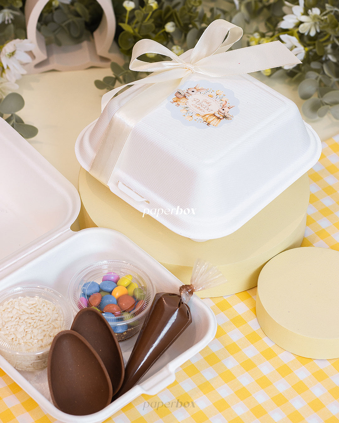 Caixa para Bentô Cake - Páscoa Floral - Pack 5uni