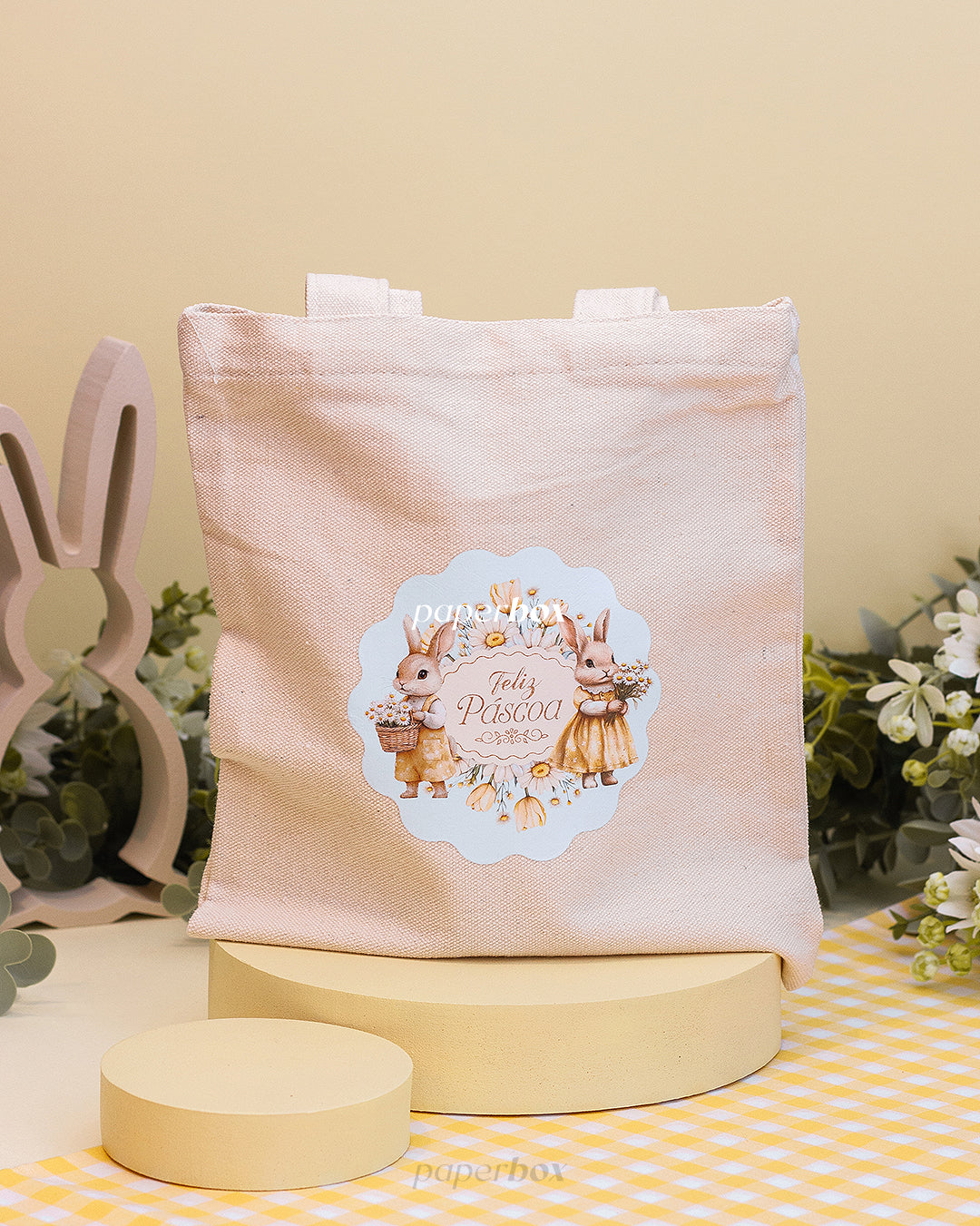 Saco de Pano com Alças - Páscoa Floral - Pack 5uni