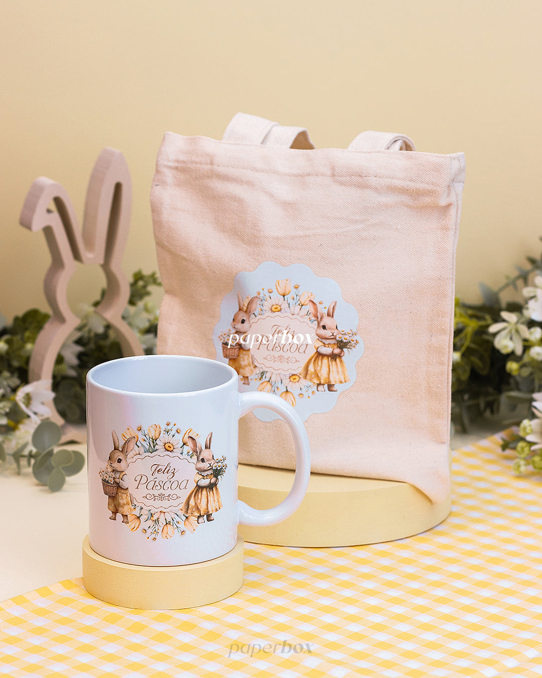 Saco de Pano com Alças - Páscoa Floral - Pack 5uni