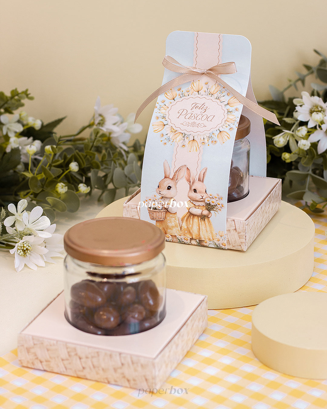 Caixa Bolo no Pote - Páscoa Floral - Pack 10uni