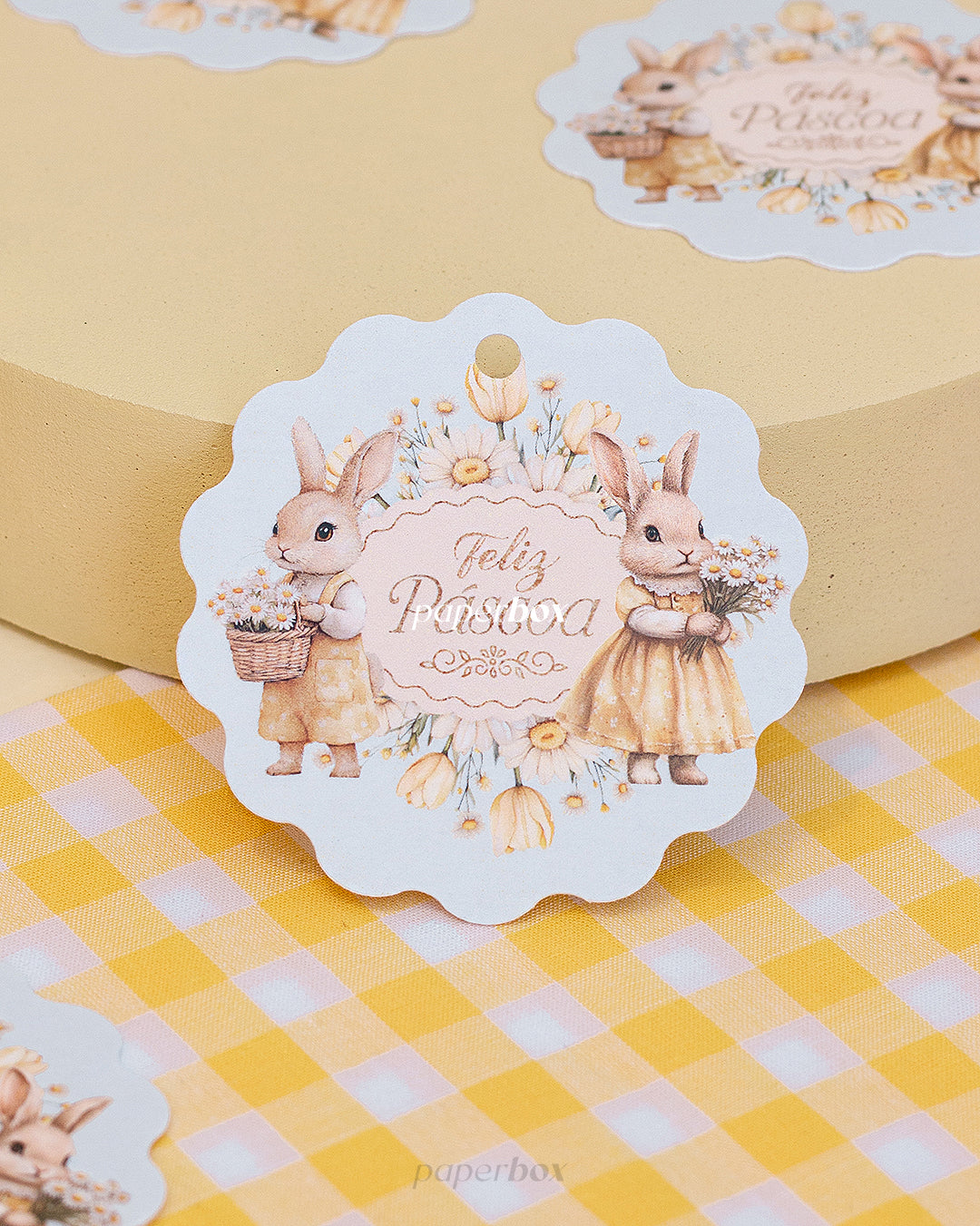 Tags / Etiquetas com furo - Páscoa Floral - Pack 10uni