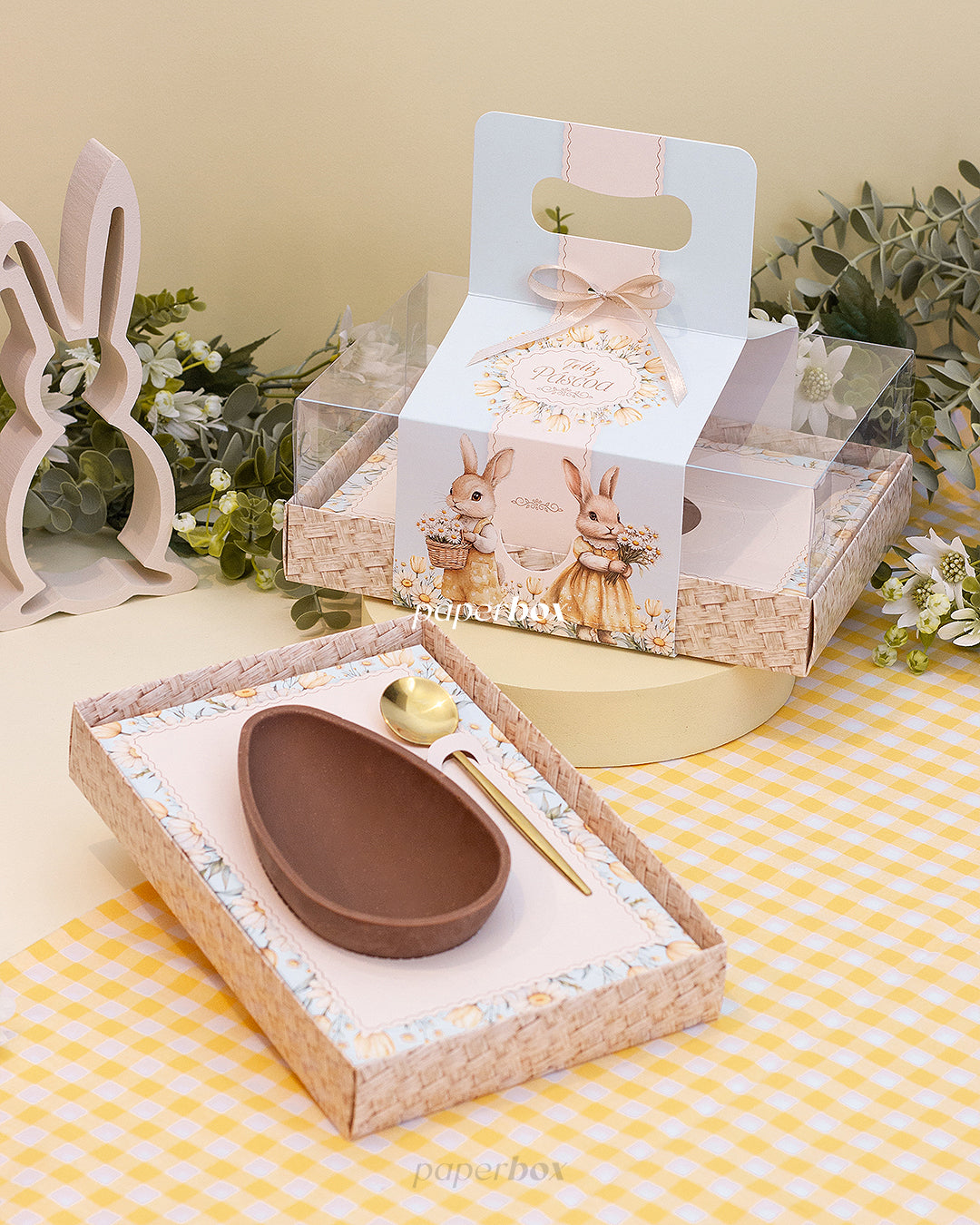 Caixa 1 Ovo 150/250/350g - Alça - Páscoa Floral - Pack 10uni