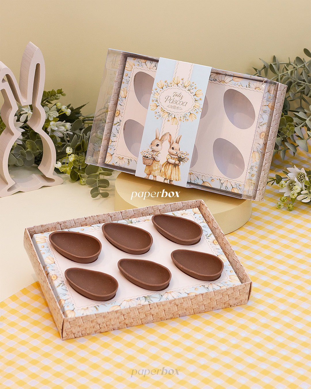 Caixa 6 Mini Ovos 50g - Faixa - Páscoa Floral - Pack 10uni