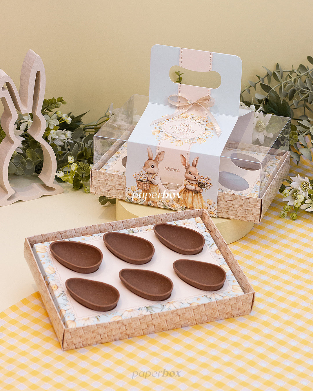 Caixa 6 Mini Ovos 50g - Alça - Páscoa Floral - Pack 10uni