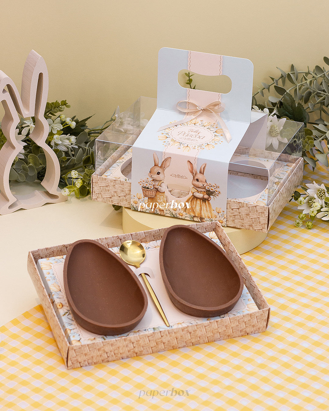 Caixa 2 Ovos 250g - Alça - Páscoa Floral - Pack 10uni