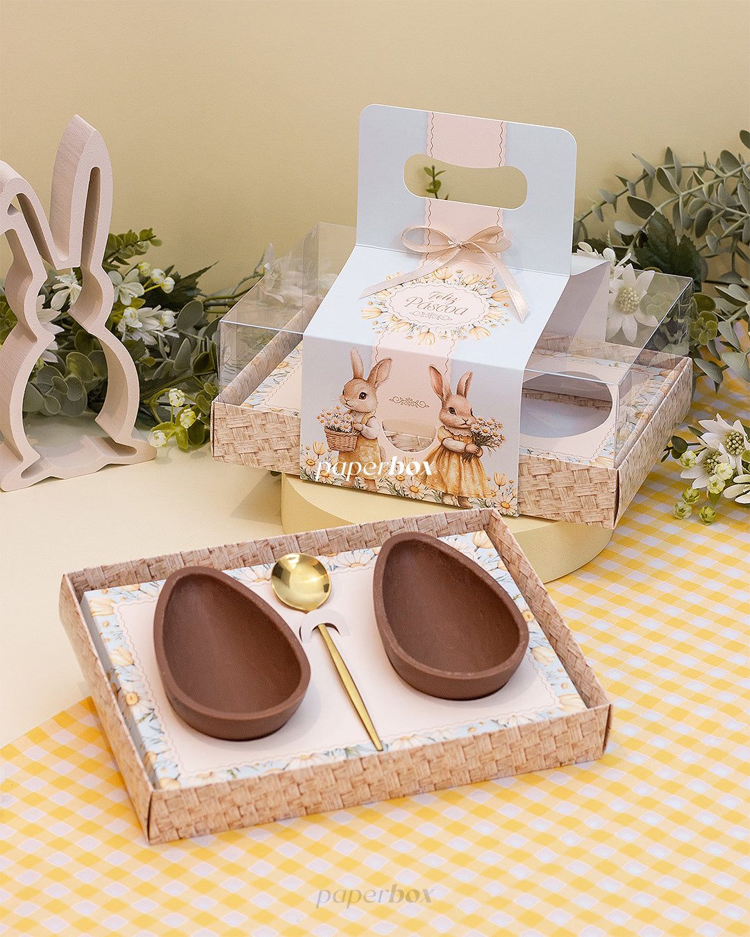 Caixa 2 Ovos 150g - Alça - Páscoa Floral - Pack 10uni