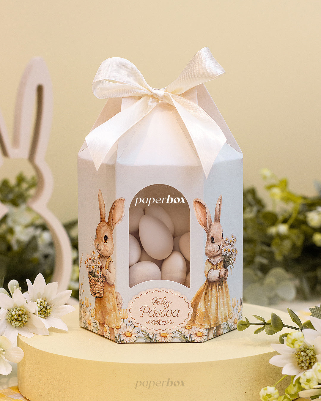 Caixa Hexagonal Mini - Páscoa Floral - Pack 5uni