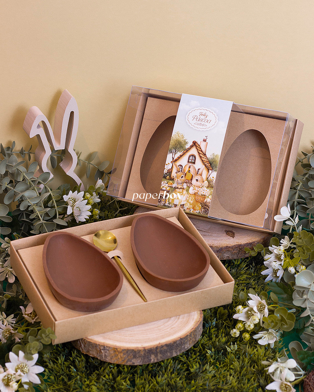 Caixa 2 Ovos 250g - Faixa - Páscoa Rural Kraft - Pack 10uni