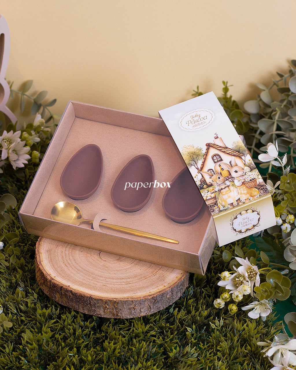 Caixa 3 Mini Ovos 50g - Páscoa Rural Kraft - Pack 10uni