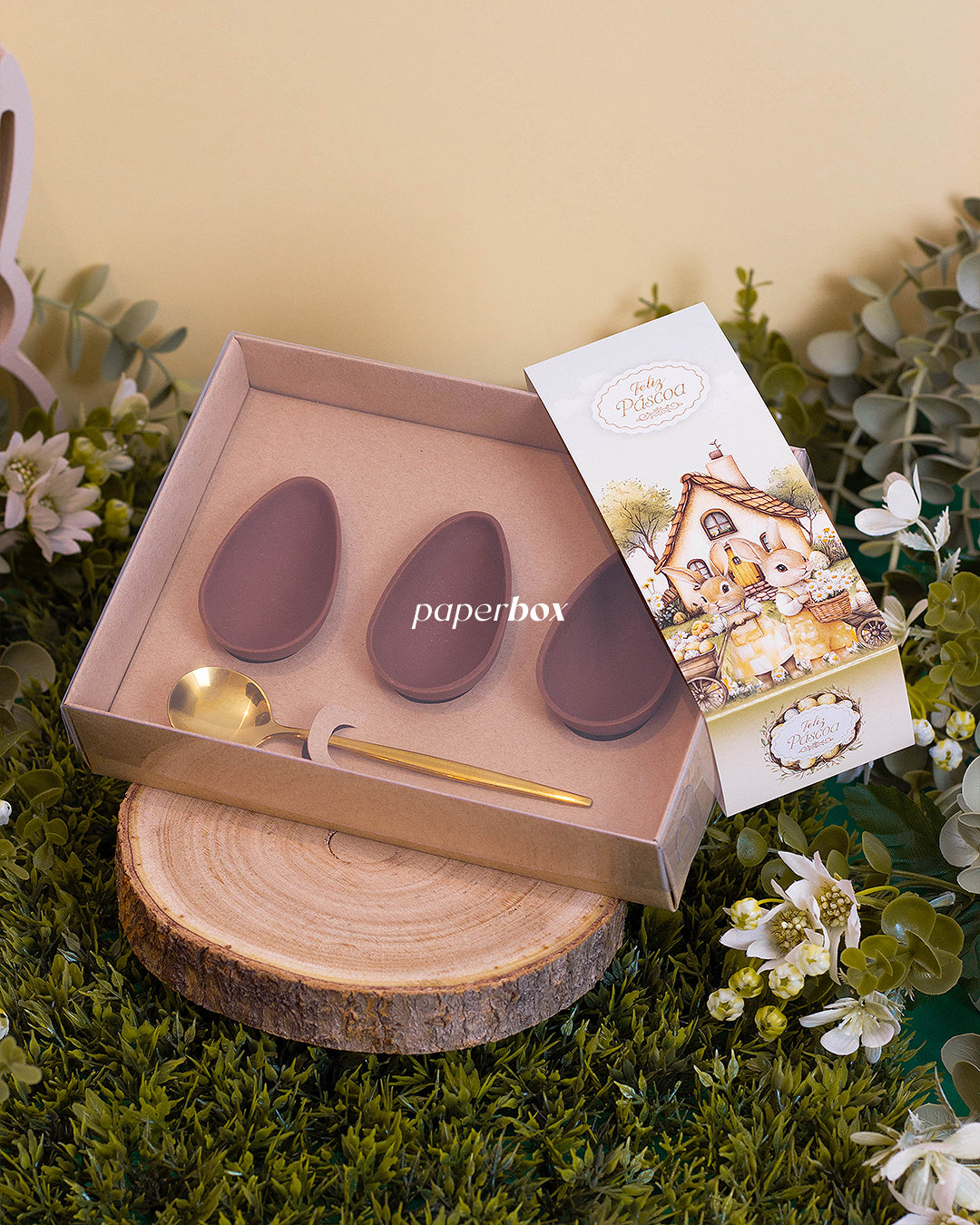 Caixa 3 Mini Ovos 50g - Páscoa Rural Kraft - Pack 10uni