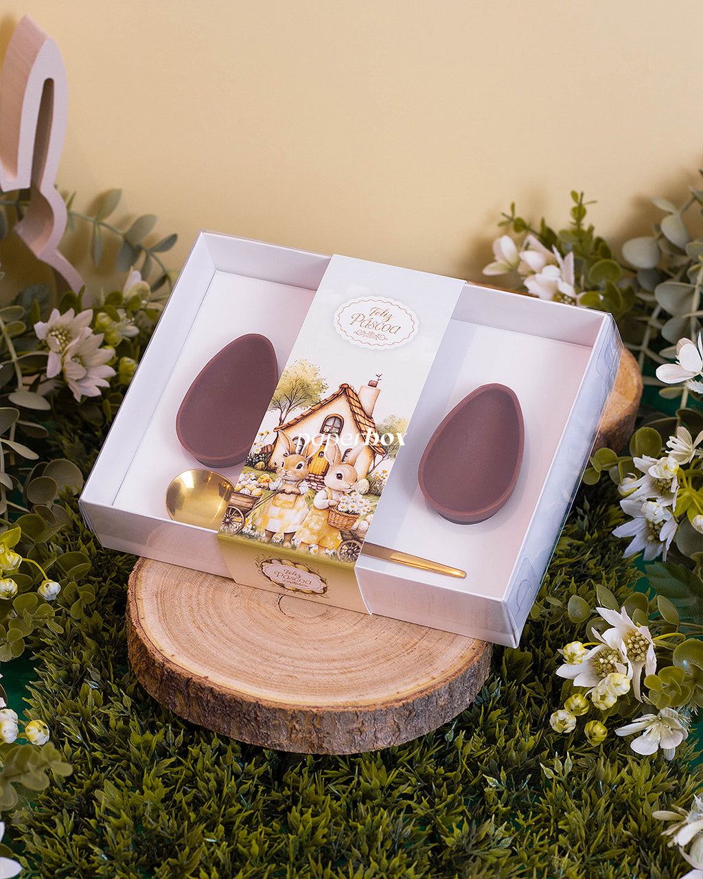 Caixa 3 Mini Ovos 50g - Páscoa Rural Branca - Pack 10uni