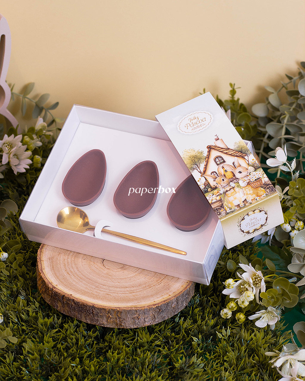 Caixa 3 Mini Ovos 50g - Páscoa Rural Branca - Pack 10uni