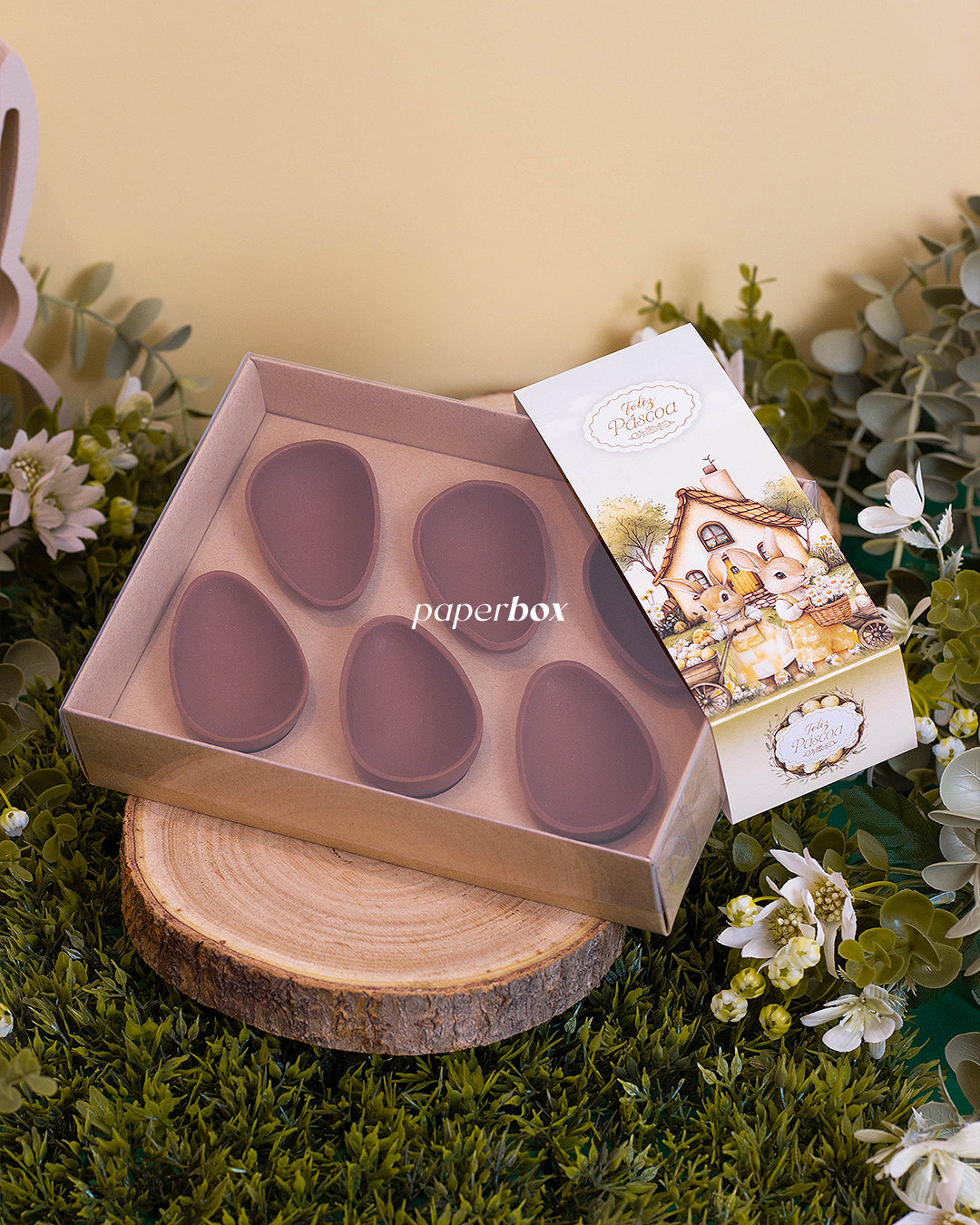 Caixa 6 Mini Ovos 50g - Páscoa Rural Kraft - Pack 10uni