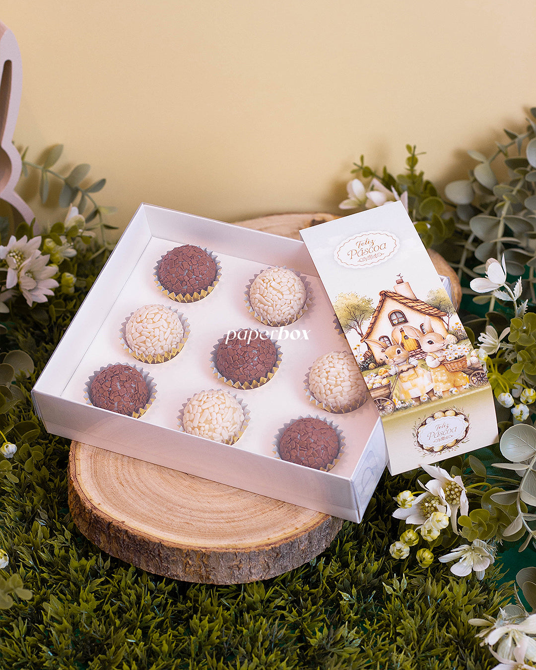 Caixa 9 Doces - Páscoa Rural Branca - Pack 10uni