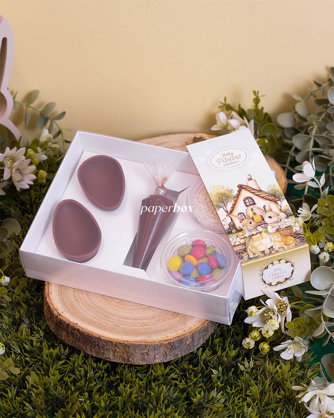 Caixa Mini Kit Confeiteiro - Páscoa Rural Branca - Pack 5uni