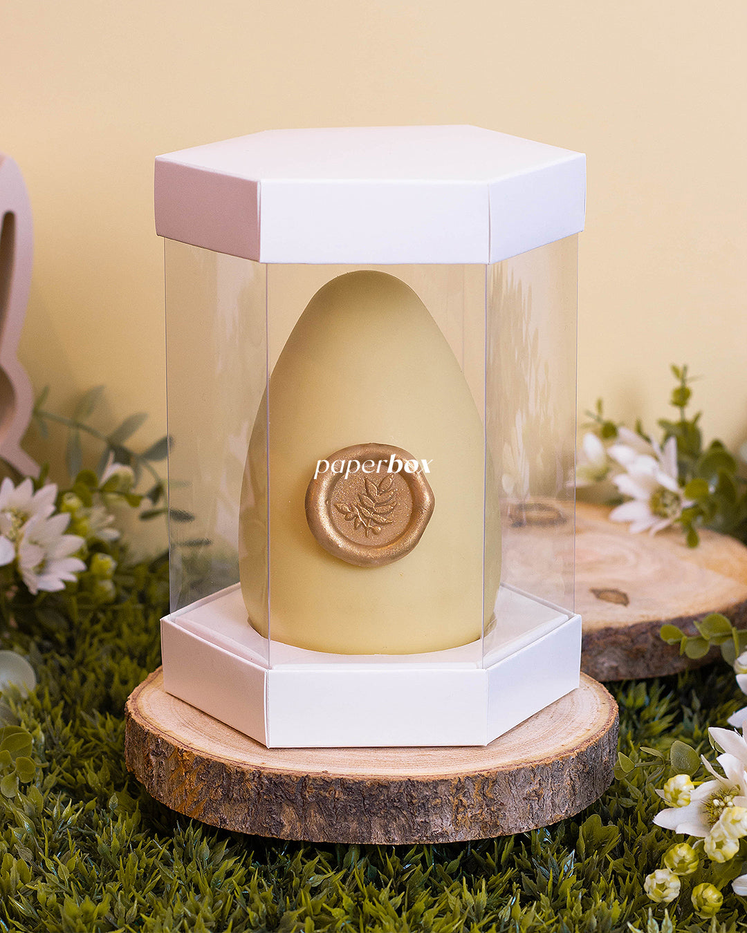 Caixa Ovo em Pé 250/350g - Páscoa Rural Branca - Pack 10uni