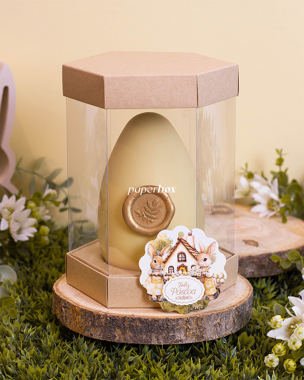 Caixa Ovo em Pé 250/350g - Páscoa Rural Kraft - Pack 10uni