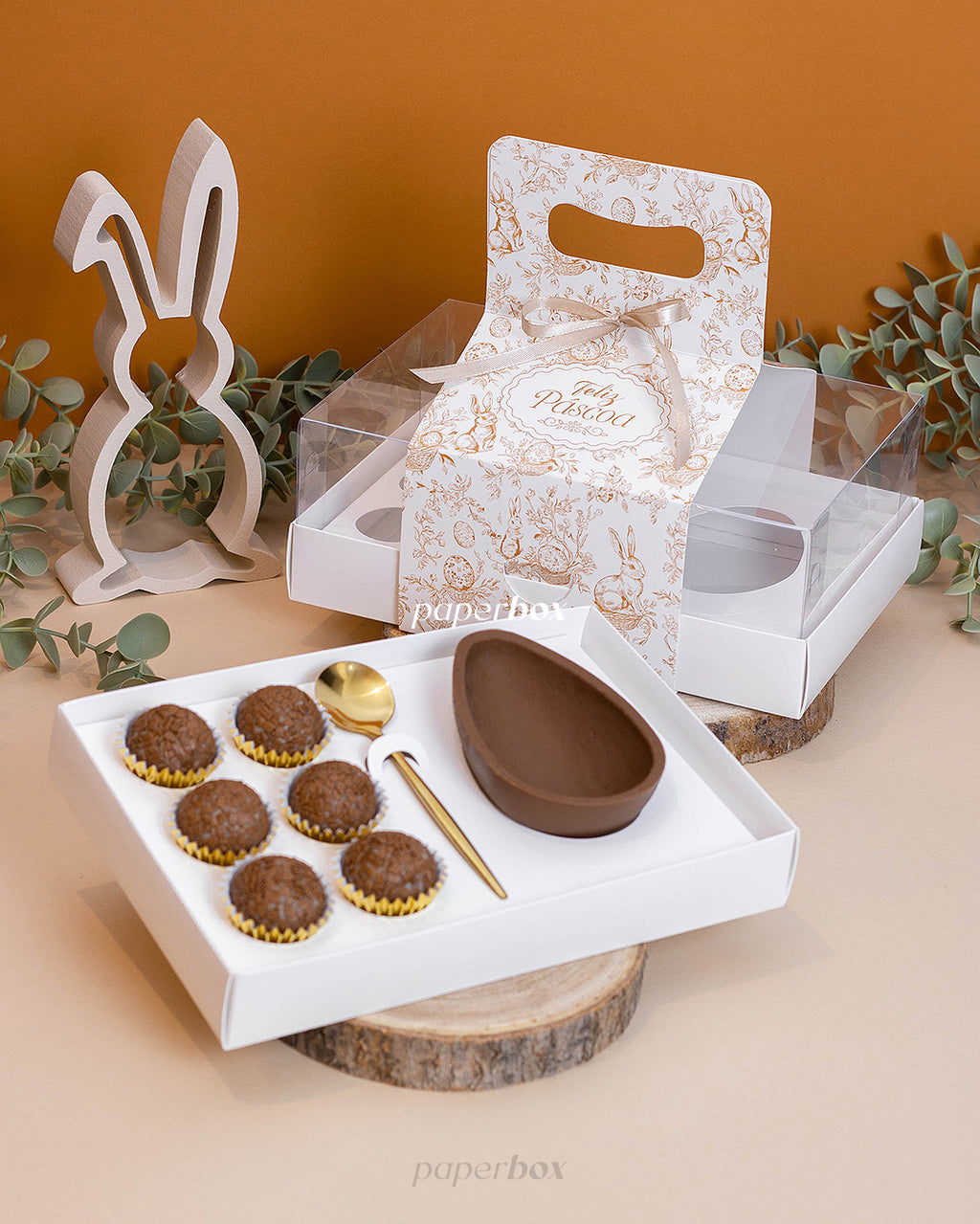 Caixa 1 Ovo 150/250g + 6 Doces - Alça - Páscoa Essencial - Pack 10uni