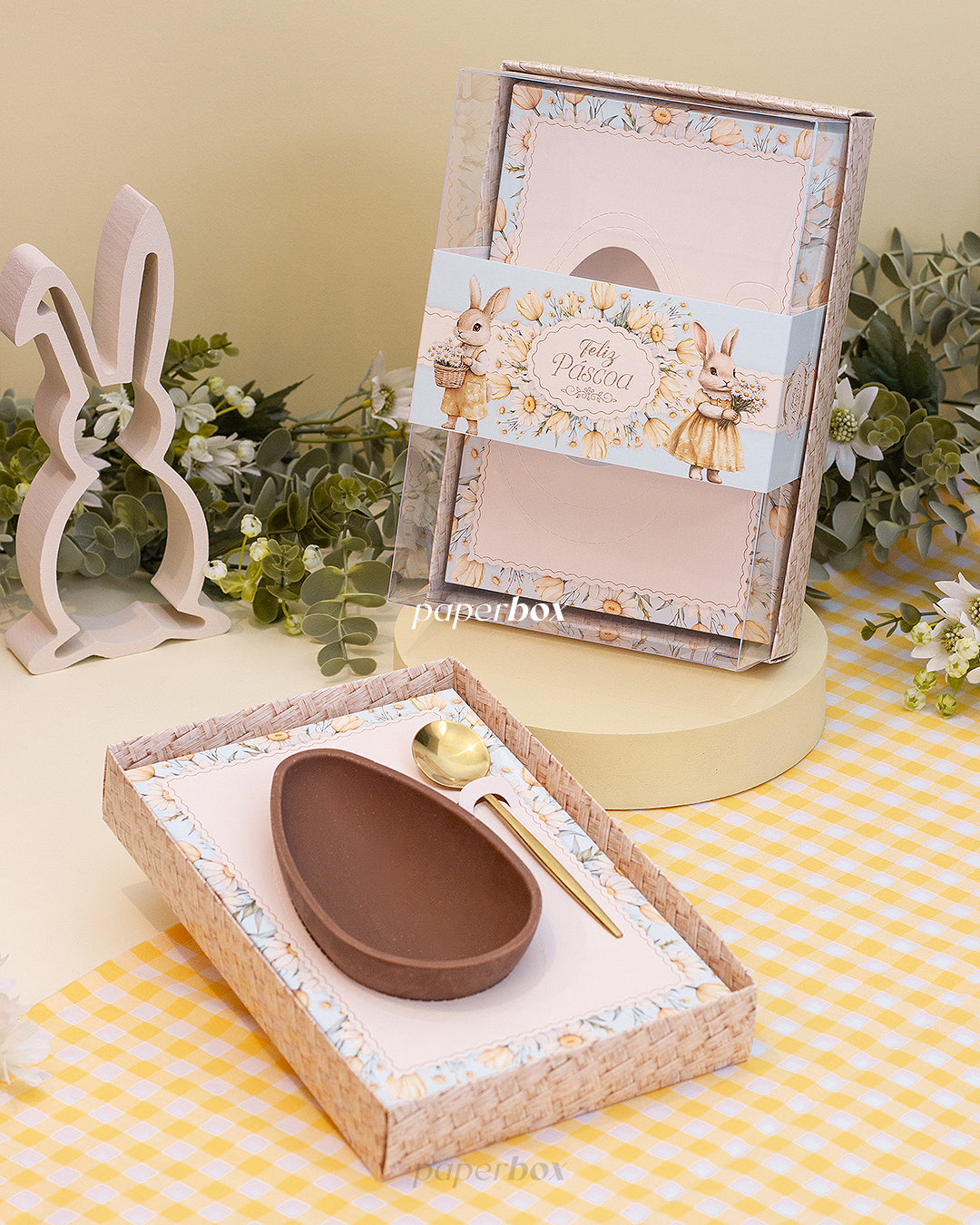 Caixa 1 Ovo 150/250/350g - Faixa - Páscoa Floral - Pack 10uni