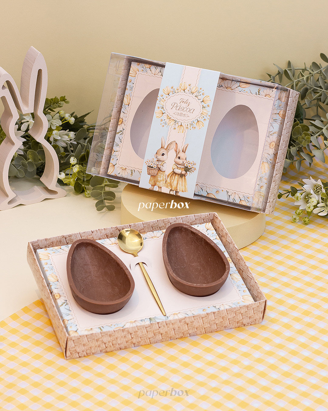 Caixa 2 Ovos 150g - Faixa - Páscoa Floral - Pack 10uni
