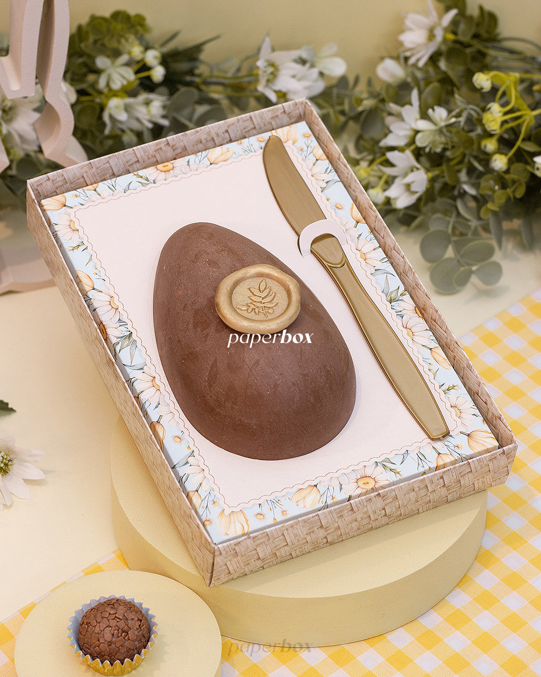 Caixa 1 Ovo 150/250/350g - Alça - Páscoa Floral - Pack 10uni