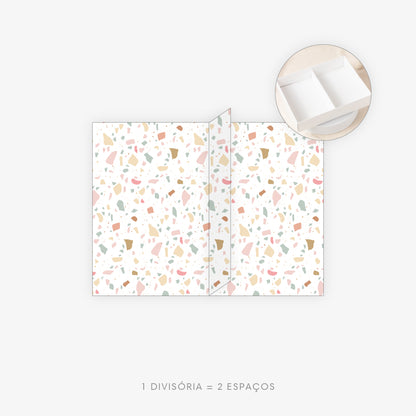 Caixa Doces - Várias opções de encaixe - Tampa de acetato - Terrazzo - Pack 10uni