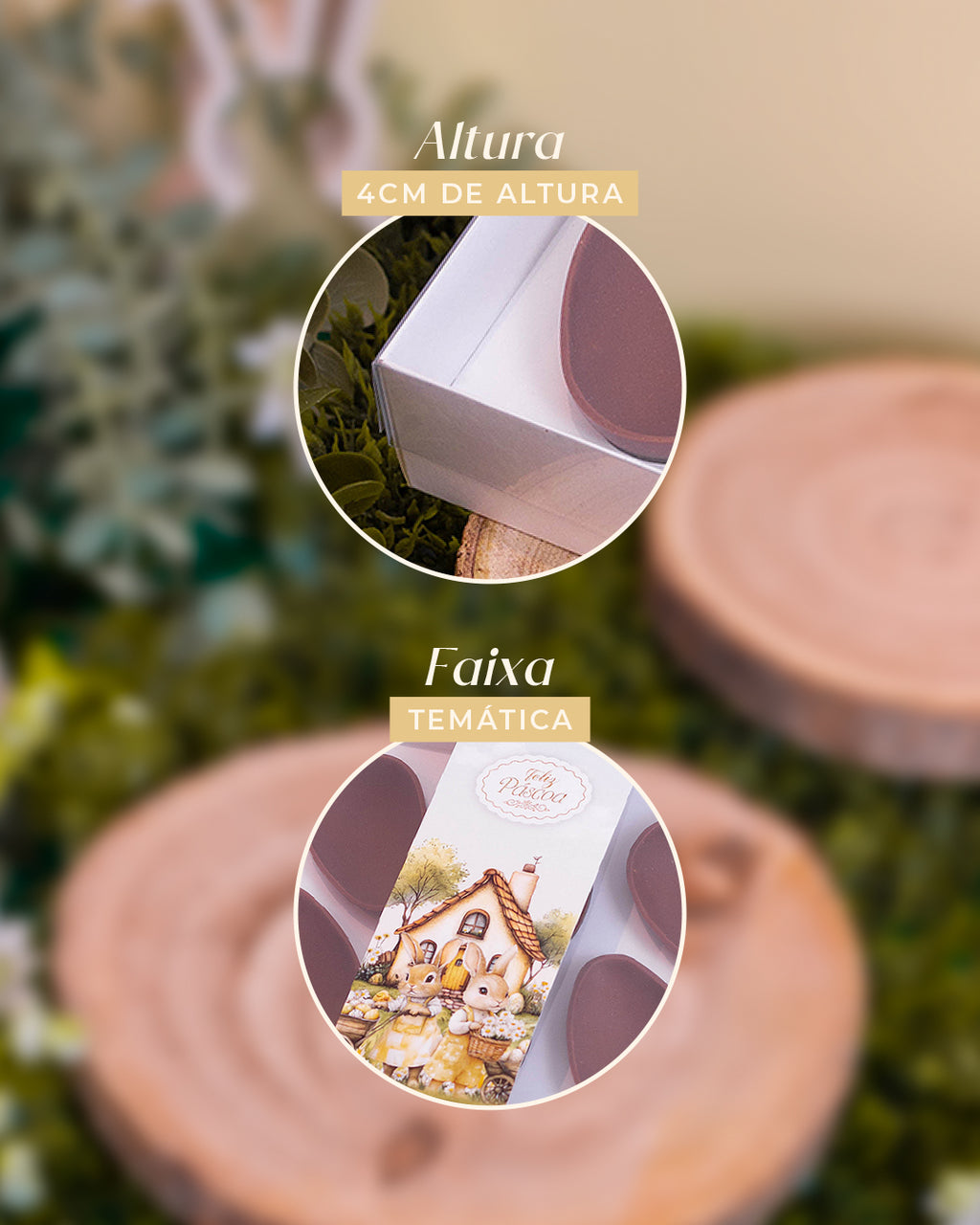 Caixa 3 Mini Ovos 50g - Páscoa Rural Branca - Pack 10uni