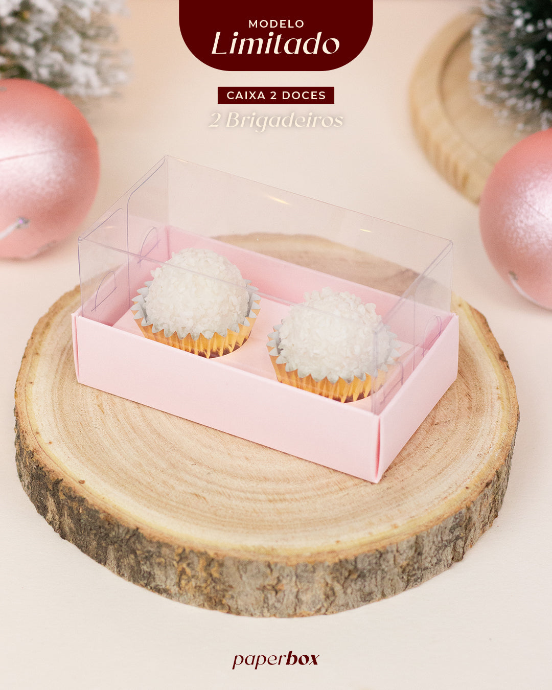 Caixa 2 Doces - Cartolina Rosa - Pack 10uni