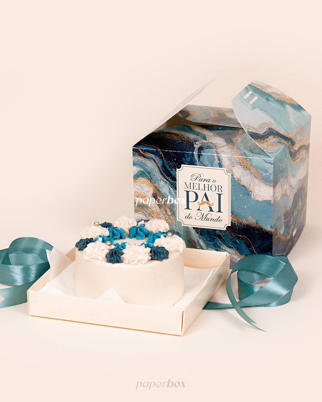 Caixa Mini Bolo Presente - Melhor Pai - Pack 5uni