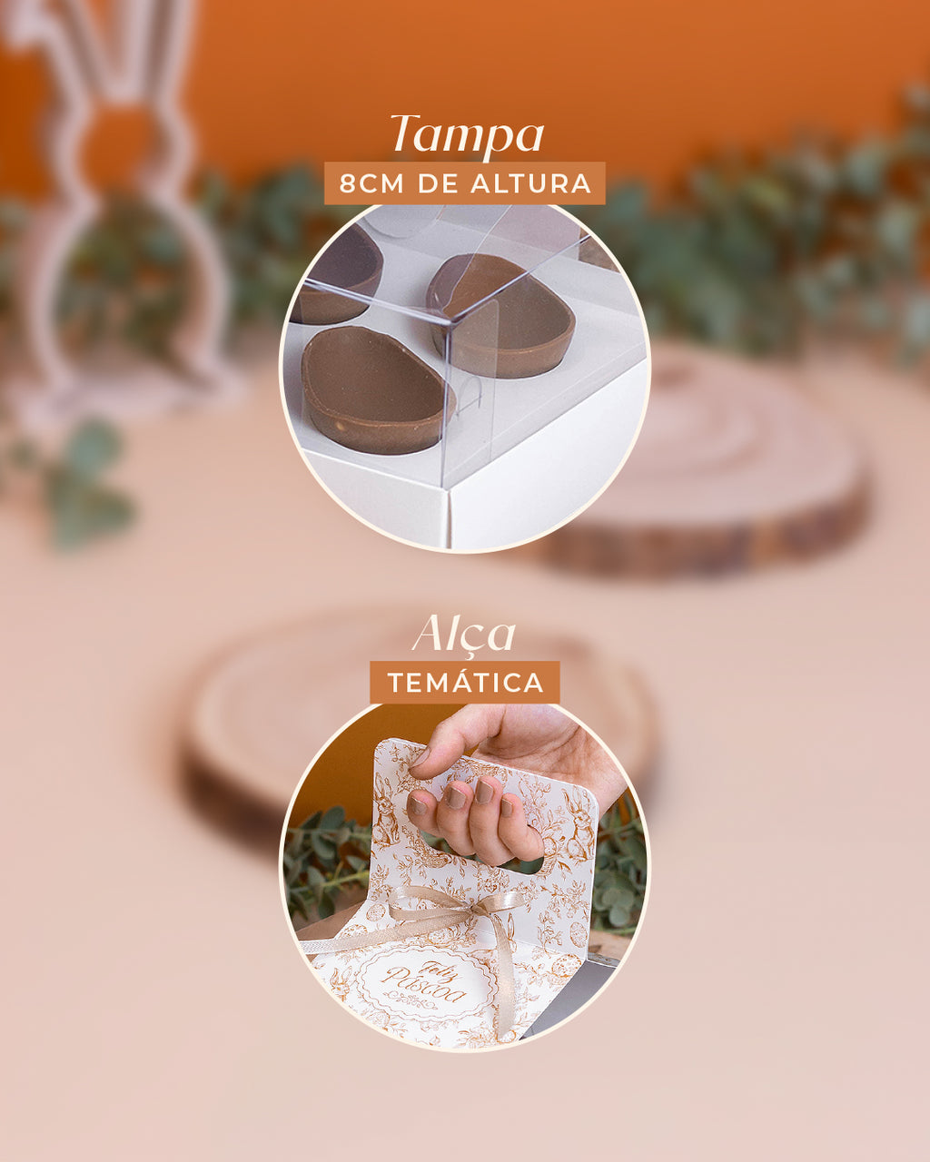 Caixa 2 Ovos 250g - Alça - Páscoa Essencial - Pack 10uni