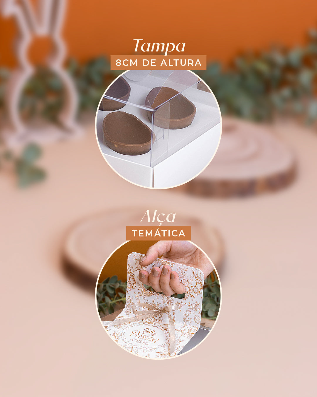 Caixa 2 Ovos 150g - Alça - Páscoa Essencial - Pack 10uni