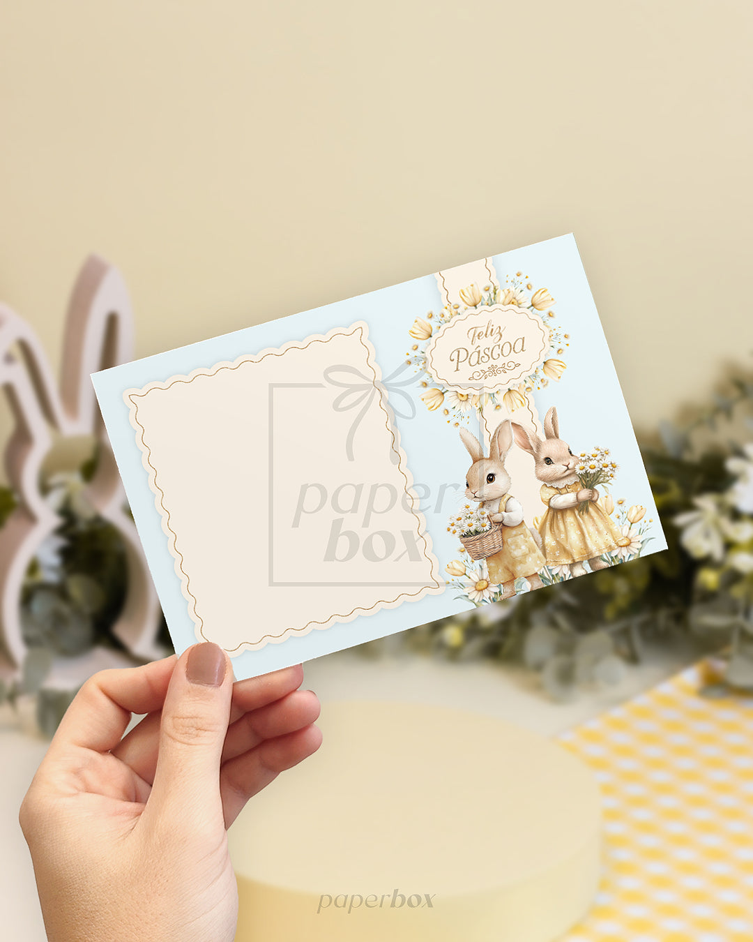 Cartão Postal para Biscoito - Páscoa Floral - Pack 10uni