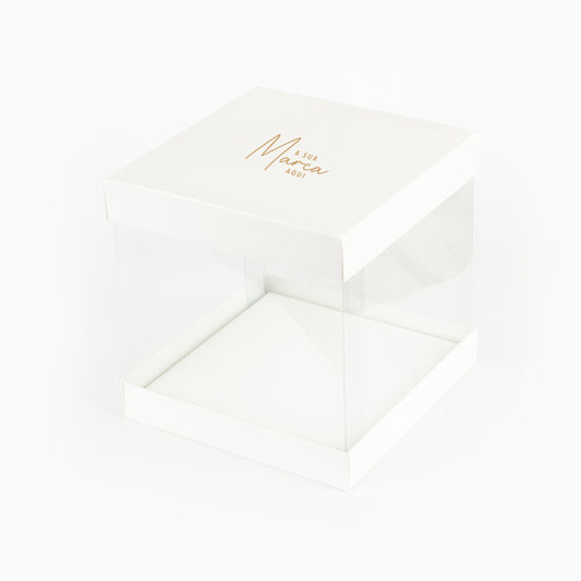 Caixa para mini bolo / panetone - Laterais de acetato - Personalizada - Pack 20uni