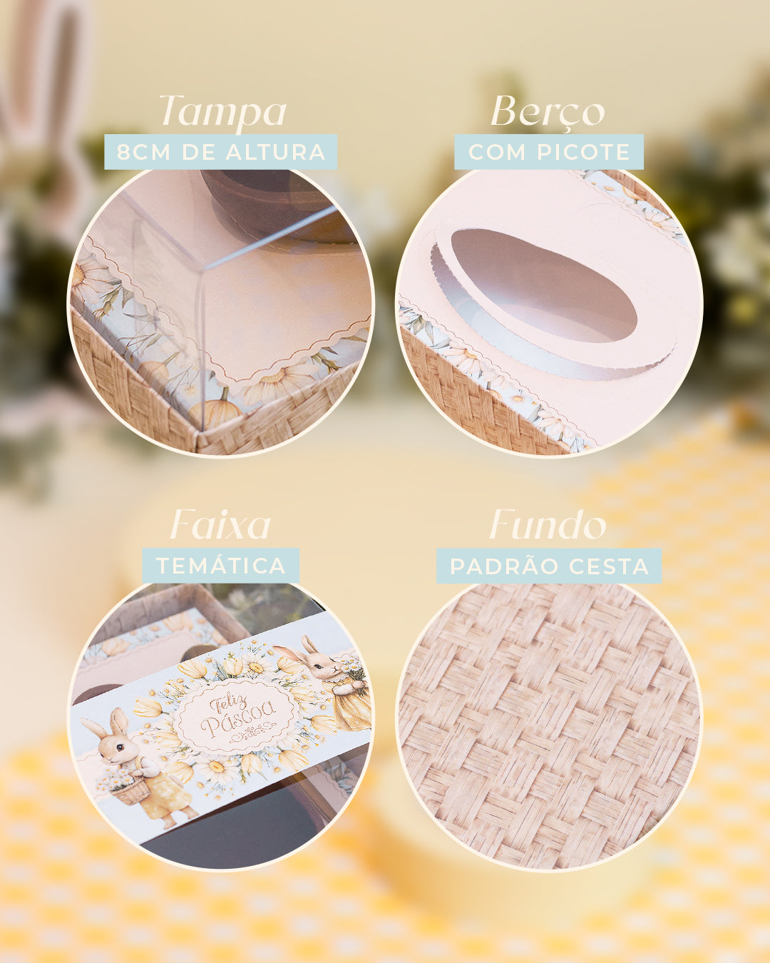 Caixa 1 Ovo 150/250/350g - Faixa - Páscoa Floral - Pack 10uni