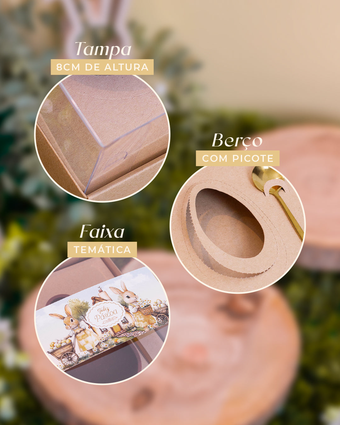 Caixa 1 Ovo 150/250/350g - Faixa - Páscoa Rural Kraft - Pack 10uni