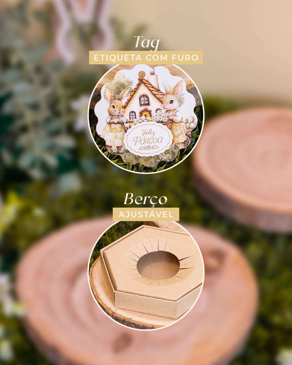 Caixa Ovo em Pé 250/350g - Páscoa Rural Kraft - Pack 10uni